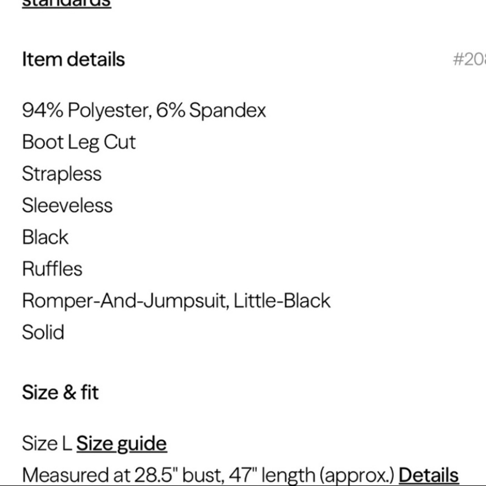 Lulu's Classic Black Strapless Size L bandeau Jumpsuit with ruffle cutout legs - Picture 6 of 7